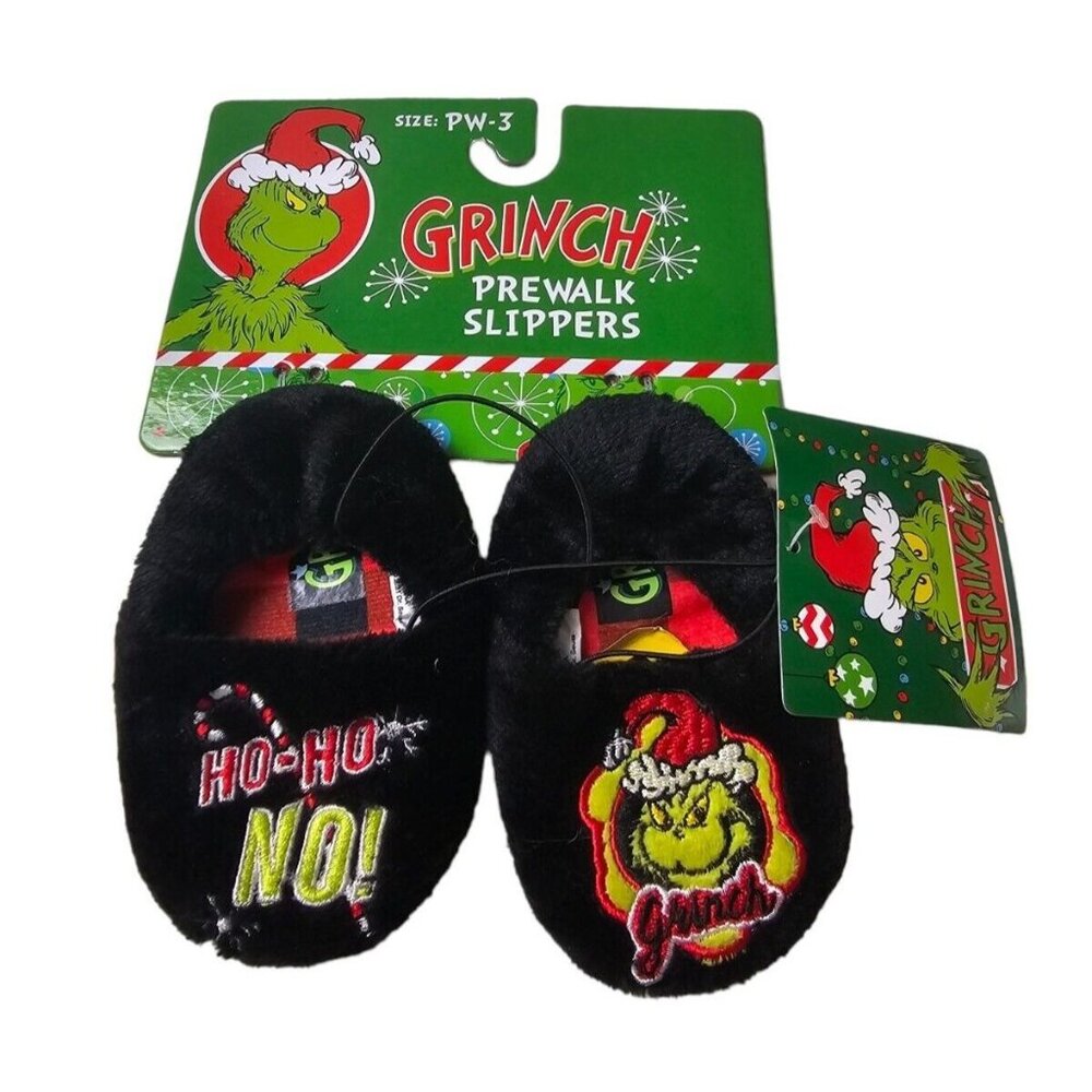 Dr. Seuss How the Grinch Stole Christmas Prewalk Slippers Shoes Size PW-3 NWT
